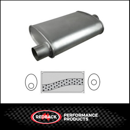 10" X 4" OVAL 12" LONG 2.5" O/C MEGA FLOW REDBACK UNIVERSAL MUFFLER (F719M)
