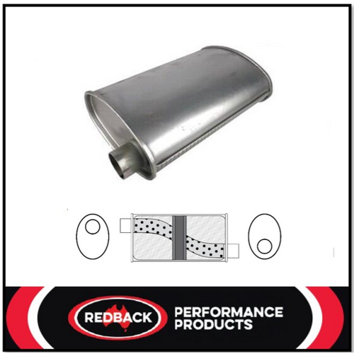 8" X 4" OVAL 14" LONG 2.25" O/O GLASS PACKED REDBACK UNIVERSAL MUFFLER (J628GPC)