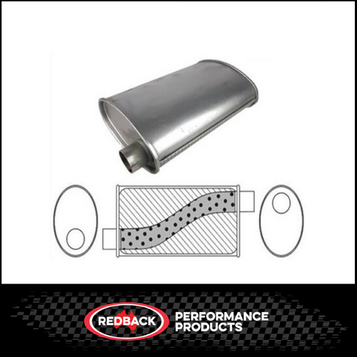 8" X 4" OVAL 14" LONG 2.25" O/O MEGA FLOW REDBACK UNIVERSAL MUFFLER (J628M)
