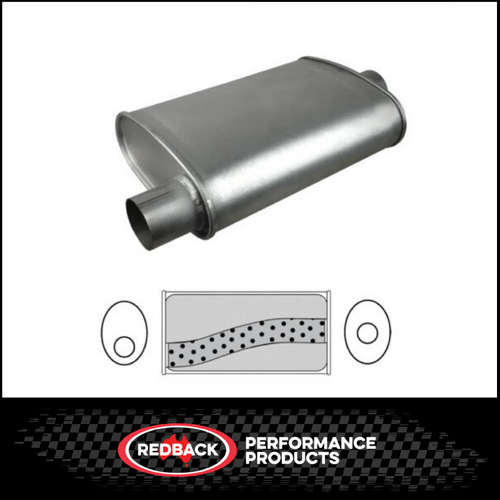 8" x 4" OVAL 14" LONG 2.5" O/C MEGA FLOW REDBACK UNIVERSAL MUFFLER (J727M)