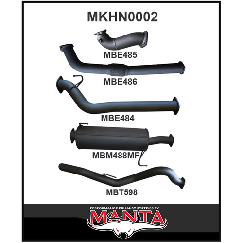 MANTA 3" TURBO BACK EXHAUST SYSTEM NO CAT/MUFFLER FITS HOLDEN COLORADO RC 3.0L 4CYL LWB 2008-2010