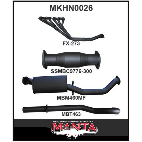 MANTA 3" ENGINE BACK EXHAUST SYSTEM FITS HOLDEN COMMODORE VL 3.0L 6CYL SEDAN (MKHN0026)