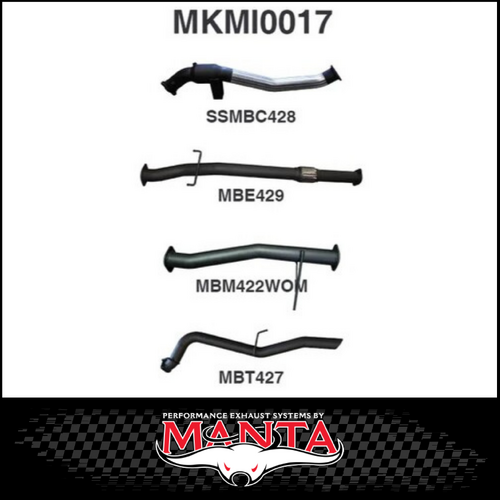MANTA 3" TURBO BACK EXHAUST SYSTEM WITH CAT/PIPE ONLY FITS MITSUBISHI TRITON MQ MR 2.4L 4N15 4CYL 3/2015-ON (MKMI0017)