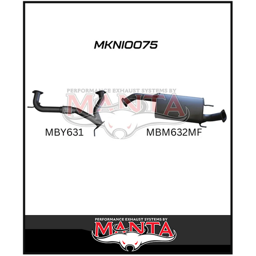 MANTA 3" MID SECTION WITH CENTRE MUFFLER FITS NISSAN PATROL Y62 5.6L V8 2012-ON