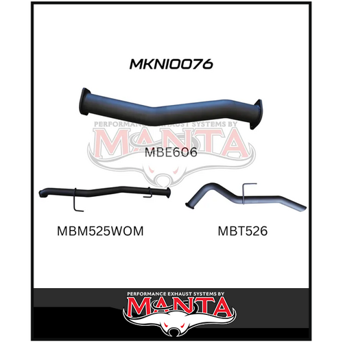 MANTA 3" DPF BACK EXHAUST WITH PIPE ONLY FITS NISSAN NAVARA D23 NP300 2.3L TD 4CYL 2015-ON (MKNI0076)