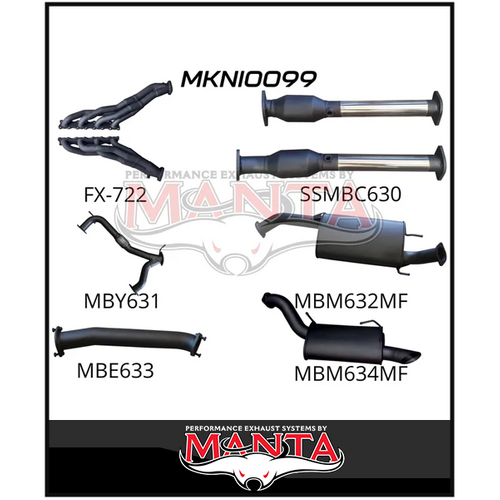 MANTA 3" COMPLETE EXHAUST SYSTEM WITH 2 MUFFLERS FITS NISSAN PATROL Y62 5.6L V8 2012-ON (MKNI0099)