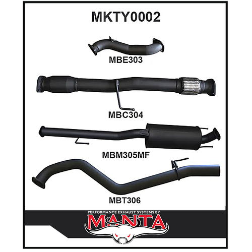 MANTA 3" TURBO BACK CAT/MUFFLER EXHAUST SYSTEM FITS TOYOTA HILUX KUN26R 3.0L 4CYL 2005-2015 (MKTY0002)