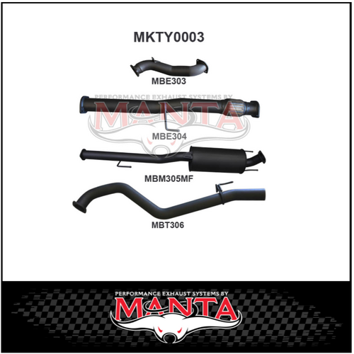 MANTA 3" TURBO BACK NO CAT/MUFFLER EXHAUST SYSTEM FITS TOYOTA HILUX KUN26R 3.0L 4CYL 2005-2015 (MKTY0003)