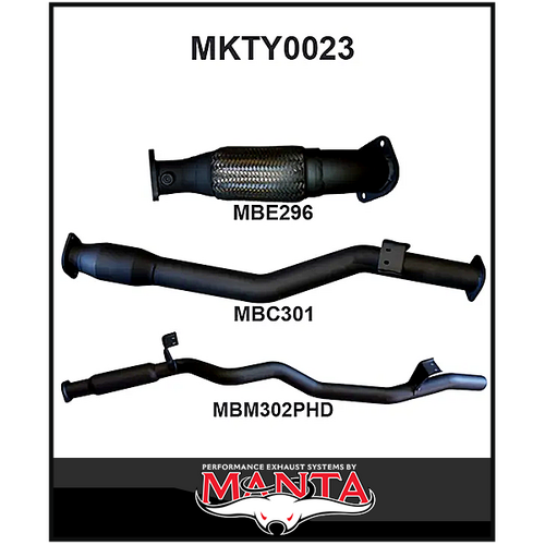 MANTA 3" TURBO BACK EXHAUST SYSTEM WITH CAT/HOTDOG FITS TOYOTA LANDCRUISER VDJ76R 4.5L V8 WAGON 2007-2016 (MKTY0023)