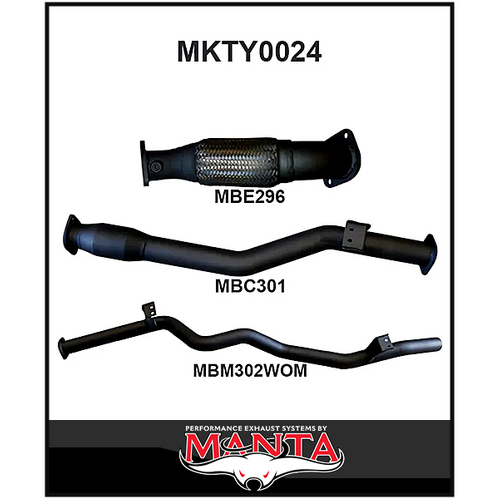 MANTA 3" TURBO BACK EXHAUST SYSTEM WITH CAT/PIPE ONLY FITS TOYOTA LANDCRUISER VDJ76R 4.5L V8 WAGON 2007-2016 (MKTY0024)