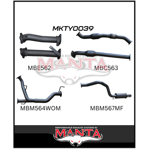 MANTA 2.5" TWIN INTO 3" TURBO BACK EXHAUST SYSTEM WITH CATS/1 MUFFLER FITS TOYOTA LANDCRUISER VDJ200R 2007-2015 (MKTY0039)