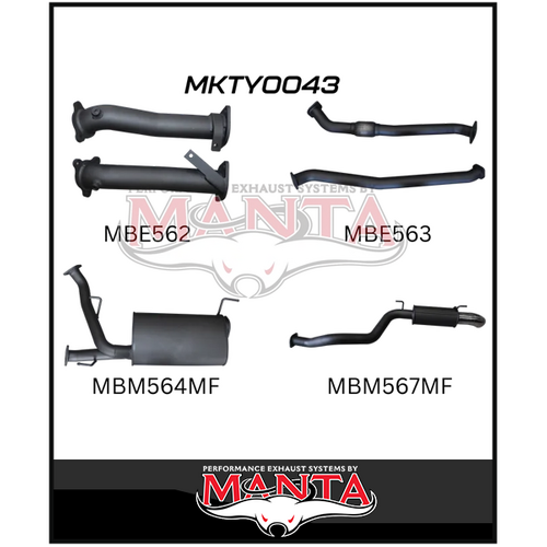 MANTA 2.5" TWIN INTO 3" TURBO BACK EXHAUST SYSTEM WITH NO CATS/2 MUFFLERS FITS TOYOTA LANDCRUISER VDJ200R 2007-2015 (MKTY0043)