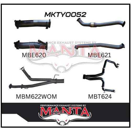 MANTA 3" TWIN TURBO BACK EXHAUST SYSTEM (L & R EXIT) NO CATS/NO MUFFLERS FITS TOYOTA LANDCRUISER VDJ200R 2007-2015 (MKTY0052 )