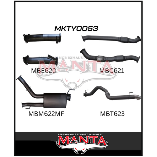 MANTA 3" TWIN INTO SINGLE 4" TURBO BACK EXHAUST SYSTEM WITH CATS/1 MUFFLER FITS TOYOTA LANDCRUISER VDJ200R 2007-2015 (MKTY0053)