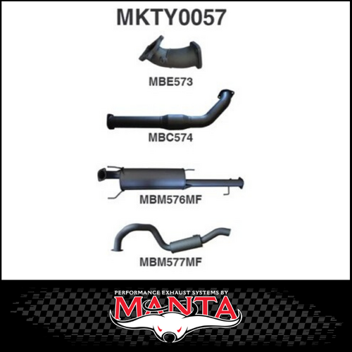 MANTA 3" TURBO BACK EXHAUST SYSTEM WITH CAT/MUFFLER FITS TOYOTA PRADO KZJ120R 3.0L TD 2003-2006 (MKTY0057)