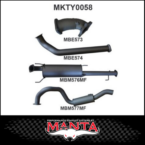 MANTA 3" TURBO BACK EXHAUST SYSTEM NO CAT WITH MUFFLER FITS TOYOTA PRADO KZJ120R 3.0L TD 2003-2006 (MKTY0058)