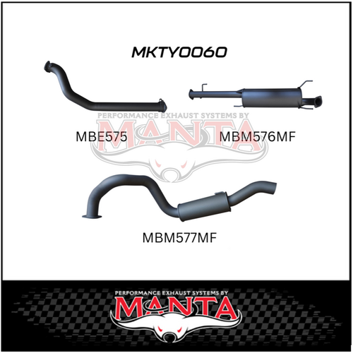 MANTA 3" TURBO BACK EXHAUST SYSTEM NO CAT WITH MUFFLERS FITS TOYOTA PRADO KDJ120R KDJ150R 3.0L 4CYL 9/2007-9/2015 (MKTY0060)