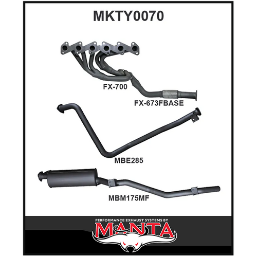 MANTA EXTRACTORS & 2.5"  EXHAUST SYSTEM FITS TOYOTA LANDCRUISER HZJ79R 4.2L 1HZ 1999-2007 (MKTY0070)