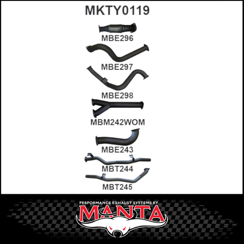 MANTA TWIN 3" TURBO BACK EXHAUST SYSTEM FITS TOYOTA LANDCRUISER VDJ79R 4.5L V8 SINGLE CAB 2007-2016 (MKTY0119)