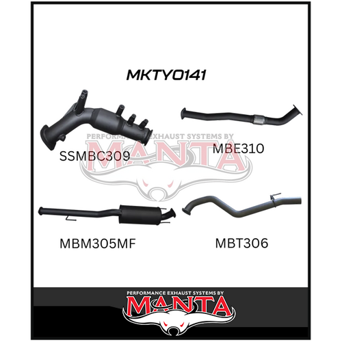 MANTA 3" TURBO BACK EXHAUST SYSTEM WITH CAT/MUFFLER FITS TOYOTA HILUX GUN126R 2.8L N80 2015-ON (MKTY0141)