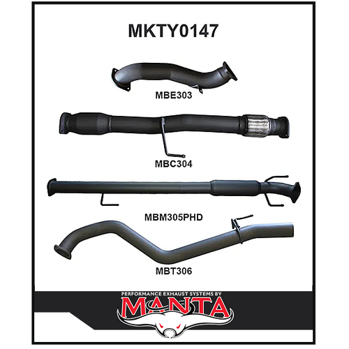 MANTA 3" TURBO BACK CAT/HOTDOG EXHAUST SYSTEM FITS TOYOTA HILUX KUN26R 3.0L 4CYL 2005-2015 (MKTY0147)