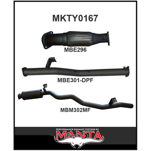 MANTA 3" TURBO BACK EXHAUST SYSTEM WITH NO CAT/MUFFLER FITS TOYOTA LANDCRUISER VDJ76R 4.5L V8 WAGON 2016-ON
