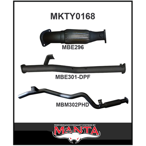 MANTA 3" TURBO BACK EXHAUST SYSTEM WITH NO CAT/HOTDOG FITS TOYOTA LANDCRUISER VDJ76R 4.5L V8 WAGON 2016-ON