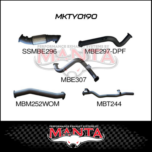 MANTA 3" TURBO BACK EXHAUST SYSTEM (DPF DELETE) FITS TOYOTA LANDCRUISER VDJ78R 4.5L V8 TROOP CARRIER 2016-2025 - NO CAT/PIPE ONLY (MKTY0190)