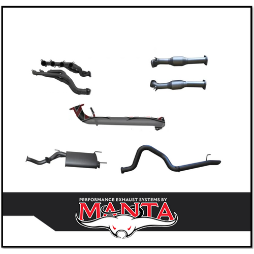 MANTA EXTRACTORS, CATS & 3" CAT BACK EXHAUST SYSTEM WITH CENTRE MUFFLER & REAR TAILPIPE FITS TOYOTA LANDCRUISER UZJ100R 1998-2007 (MKTY0304)