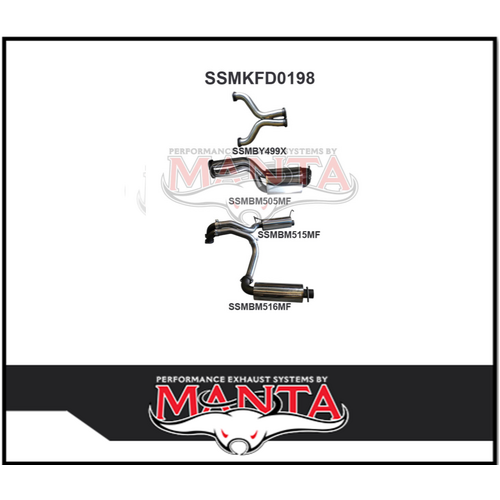 MANTA 3" DUAL CATBACK EXHAUST SYSTEM WITH MUFFLER/MUFFLER FITS FORD FALCON FPV FG SEDAN 5.0L SUPERCHARGED V8 (SSMKFD0198)