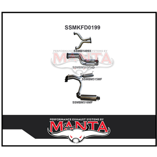 MANTA 3" DUAL CATBACK EXHAUST SYSTEM WITH HOTDOG/MUFFLER FITS FORD FALCON FPV FG SEDAN 5.0L SUPERCHARGED V8 (SSMKFD0199)