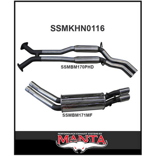 MANTA CAT BACK EXHAUST SYSTEM FITS HOLDEN COMMODORE VT VX VY VZ 5.7L 6.0L V8 SEDAN (SSMKHN0116)