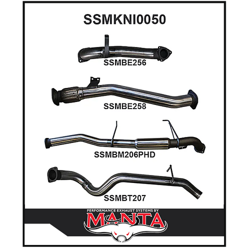 MANTA 3" STAINLESS STEEL TURBO BACK EXHAUST WITH NO CAT/HOTDOG FITS NISSAN PATROL  Y61 GU 3.0L TD WAGON 2007-2016 (SSMKNI0050)
