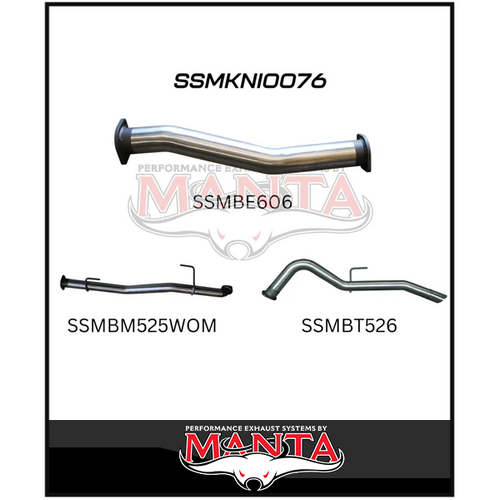 MANTA 3" DPF BACK EXHAUST WITH PIPE ONLY FITS NISSAN NAVARA D23 NP300 2.3L TD 4CYL 2015-ON (SSMKNI0076)