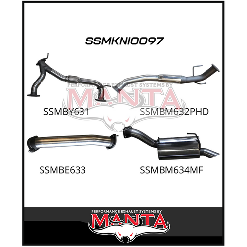 MANTA 3" STAINLESS STEEL CAT BACK EXHAUST WITH HOTDOG/MUFFLER FITS NISSAN PATROL Y62 5.6L V8 2012-ON