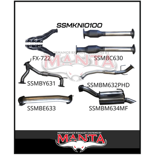 MANTA 3" STAINLESS STEEL COMPLETE EXHAUST SYSTEM WITH HOTDOG CENTRE FITS NISSAN PATROL Y62 5.6L V8 2012-ON
