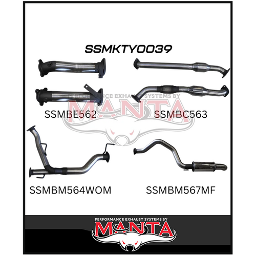 MANTA 2.5" TWIN INTO 3" SS TURBO BACK EXHAUST SYSTEM WITH CATS/1 MuUFFLER FITS TOYOTA LANDCRUISER VDJ200R 2007-2015 (SSMKTY0039)