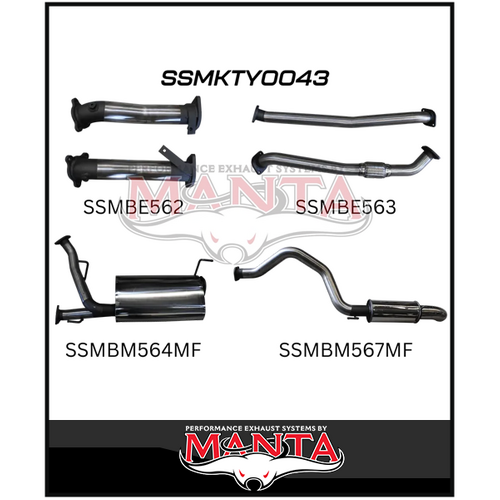 Manta 2.5" Twin Into 3" SS Turbo Back Exhaust System With No Cats/2 Mufflers Fits Toyota Landcruiser Vdj200r