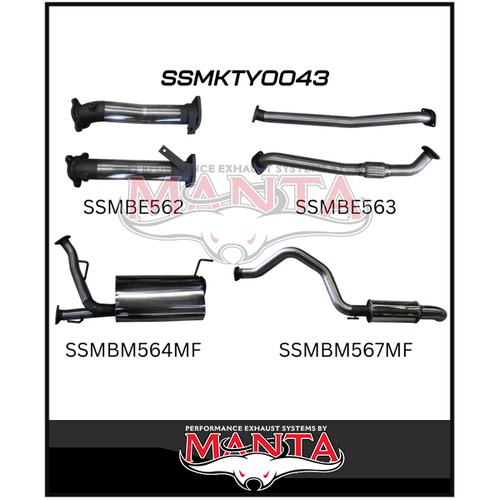 MANTA 2.5" TWIN INTO 3" STAINLESS STEEL TURBO BACK EXHAUST SYSTEM WITH NO CATS/2 MUFFLERS FITS TOYOTA LANDCRUISER VDJ200R 2007-2015 (SSMKTY0043)