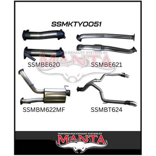 MANTA 3" TWIN STAINLESS STEEL TURBO BACK EXHAUST SYSTEM (L & R EXIT) NO CATS/1 MUFFLER FITS TOYOTA LANDCRUISER VDJ200R 2007-2015 (SSMKTY0051)