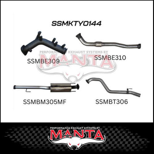 MANTA STAINLESS STEEL 3" TURBO BACK EXHAUST SYSTEM WITH NO CAT/MUFFLER FITS TOYOTA HILUX GUN126R 2.8L N80 2015-ON (SSMKTY0144)