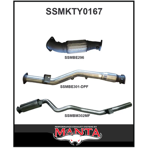 MANTA 3" STAINLESS STEEL TURBO BACK EXHAUST SYSTEM WITH NO CAT/MUFFLER FITS TOYOTA LANDCRUISER VDJ76R 4.5L V8 WAGON 2016-ON