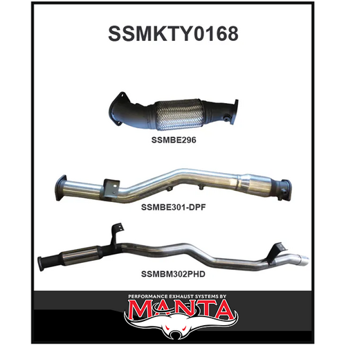 MANTA 3" STAINLESS STEEL TURBO BACK EXHAUST SYSTEM WITH NO CAT/HOTDOG FITS TOYOTA LANDCRUISER VDJ76R 4.5L V8 WAGON 2016-ON