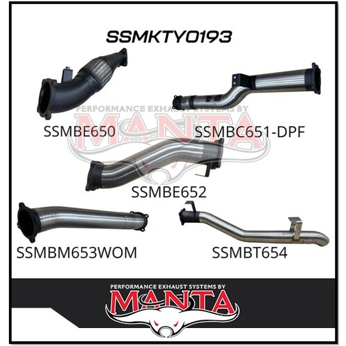 MANTA 4" STAINLESS STEEL TURBO BACK EXHAUST SYSTEM FITS TOYOTA LANDCRUISER VDJ79R 4.5L V8 2016-ON (SSMKTY0193)