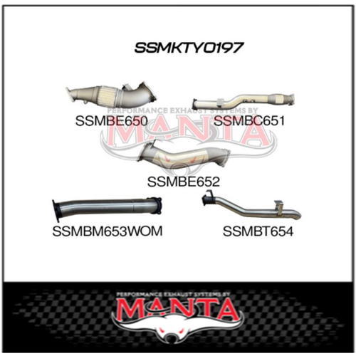 MANTA 4" STAINLESS STEEL TURBO BACK EXHAUST SYSTEM FITS TOYOTA LANDCRUISER VDJ79R 4.5L V8 DUAL CAB 2012-2016 - CAT/PIPE ONLY (SSMKTY0197)