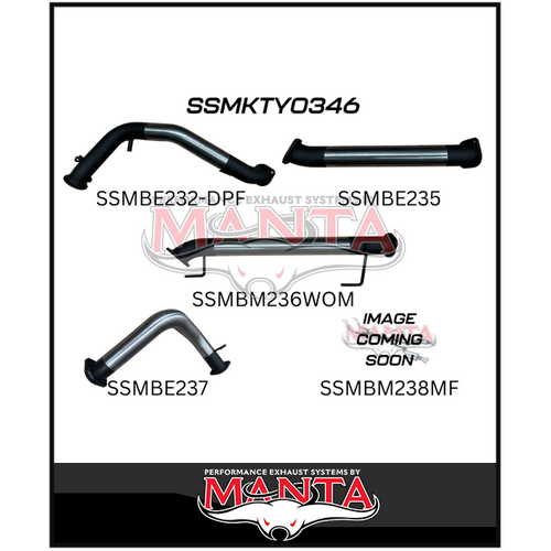 MANTA 3" STAINLESS STEEL TURBO BACK NO CAT/WITH MUFFLER FITS TOYOTA LANDCRUISER FJA300R 300 SERIES 3.3L V6 2021-ON (SSMKTY0346)