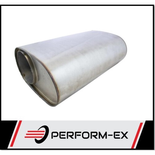 9" x 5" Oval 14" Long 4" O/C Mega Power 409 Stainless Steel Universal Muffler