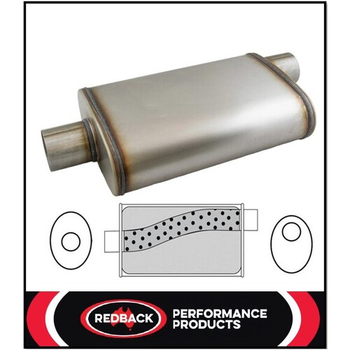 9" X 4" OVAL 16" LONG 2.25" O/C MEGA POWER 409 S/STEEL UNIVERSAL MUFFLER