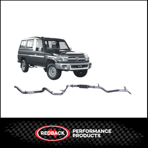 REDBACK 3" TURBO BACK NO CAT/RESONATOR EXHAUST SYSTEM FITS TOYOTA LANDCRUISER VDJ78R 2007-2016 TROOP CARRIER (TLX40400-PR)