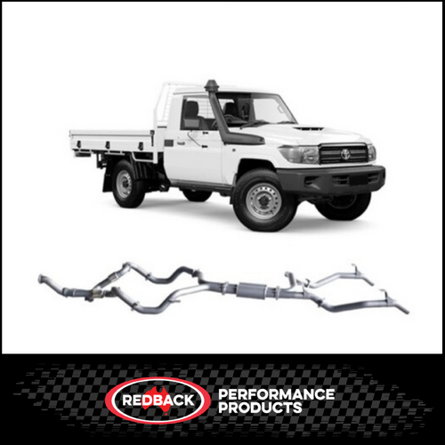 REDBACK TWIN 3" 409 STAINLESS STEEL TURBO BACK RESONATOR EXHAUST SYSTEM FITS TOYOTA LANDCRUISER VDJ79R 2007-2016 SINGLE CAB